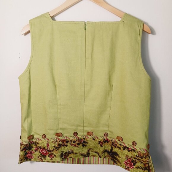 Sharon Young, SZ 12, 3 PC Suit, Skirt, Top & Jacket, Elephant & Palm Tree Print - Picture 9 of 16